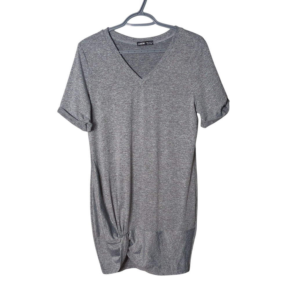 Shein Twist Front Tee Dress Gray Mix Size Medium